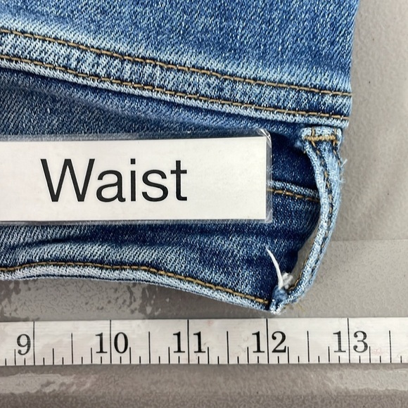 Risen Jeans Women's Juniors 1 / 25 Blue Crossover Distressed Denim Straight Leg - Picture 11 of 13